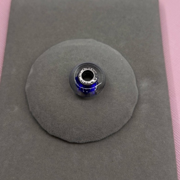 Authentic Pandora Wavy Dark Blue Murano Glass Ocean Charm - Picture 2 of 5